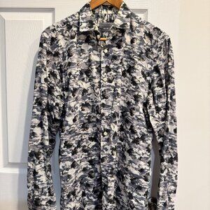 Zara Men's Camouflage Dress Shirt - Black, Gray, White